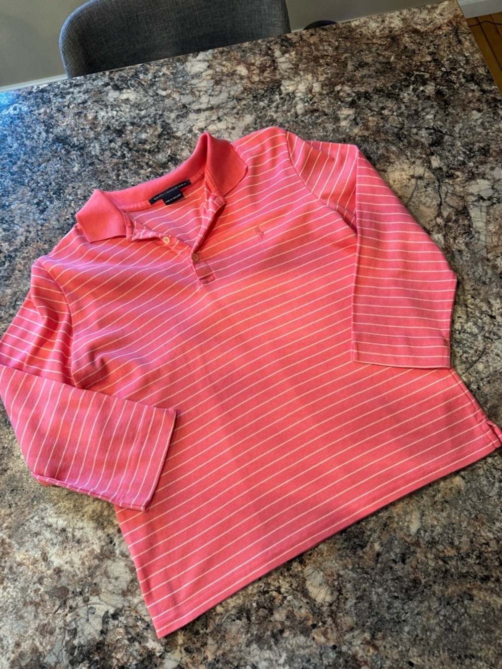 Classic Striped Pink Polo Top - Short Sleeve by Talbots